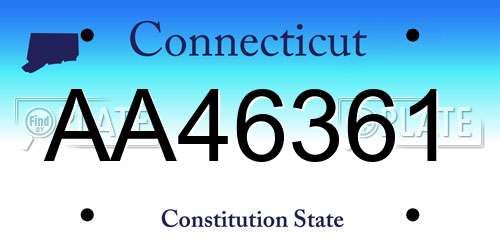 AA46361 Connecticut License Plate