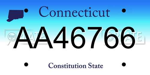 AA46766 Connecticut License Plate