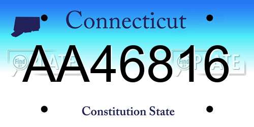 AA46816 Connecticut License Plate
