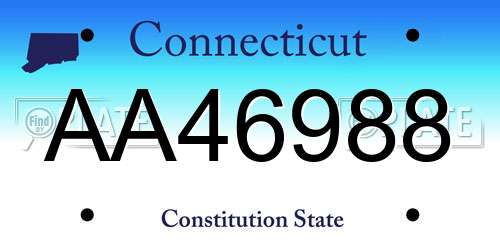 AA46988 Connecticut License Plate