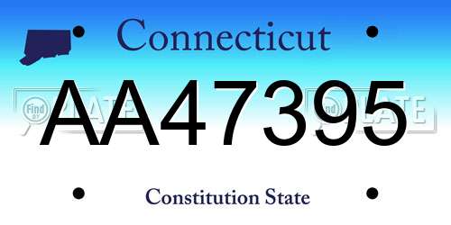 AA47395 Connecticut License Plate