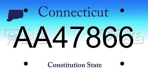AA47866 Connecticut License Plate