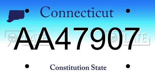AA47907 Connecticut License Plate