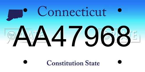 AA47968 Connecticut License Plate