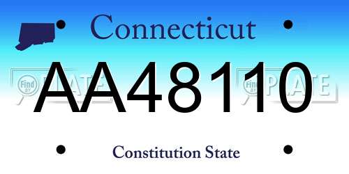 AA48110 Connecticut License Plate