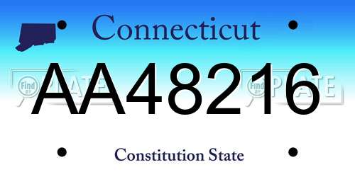 AA48216 Connecticut License Plate