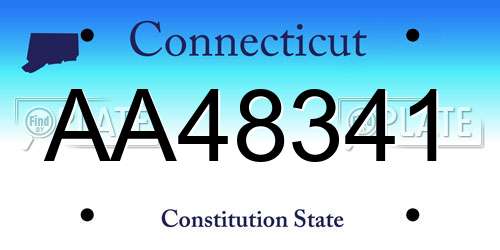 AA48341 Connecticut License Plate
