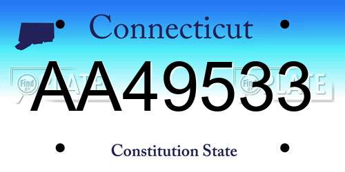 AA49533 Connecticut License Plate