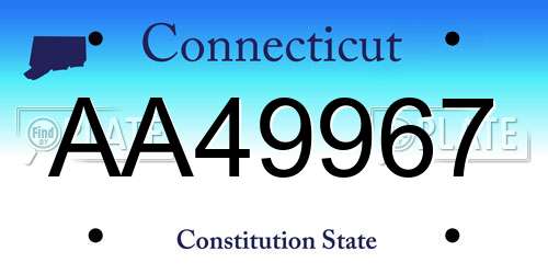 AA49967 Connecticut License Plate