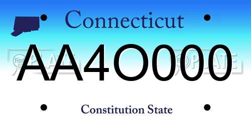 AA4O000 Connecticut License Plate