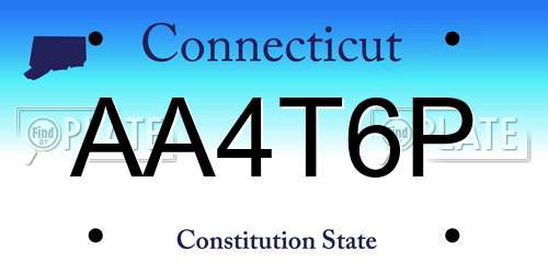 AA4T6P Connecticut License Plate