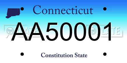 AA50001 Connecticut License Plate