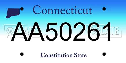AA50261 Connecticut License Plate