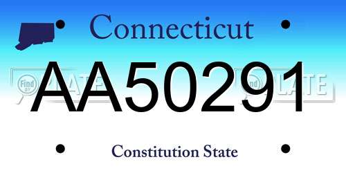 AA50291 Connecticut License Plate
