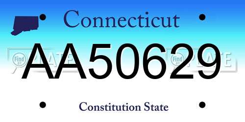 AA50629 Connecticut License Plate
