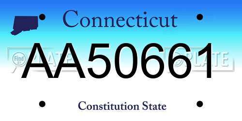 AA50661 Connecticut License Plate