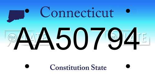 AA50794 Connecticut License Plate