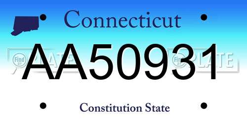 AA50931 Connecticut License Plate