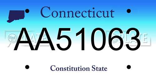 AA51063 Connecticut License Plate