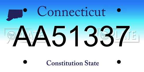 AA51337 Connecticut License Plate