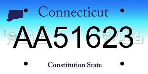 AA51623 Connecticut License Plate