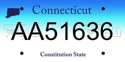AA51636 Connecticut License Plate