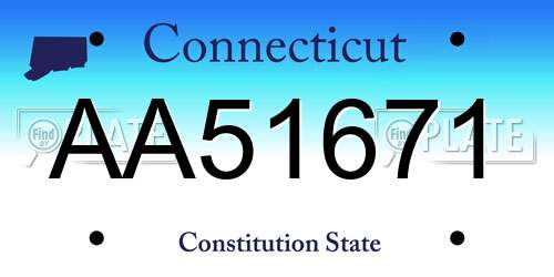 AA51671 Connecticut License Plate
