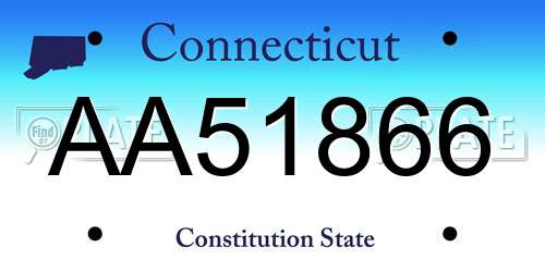 AA51866 Connecticut License Plate