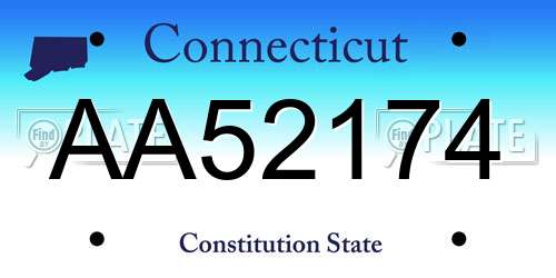AA52174 Connecticut License Plate