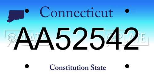 AA52542 Connecticut License Plate