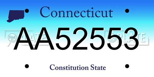 AA52553 Connecticut License Plate