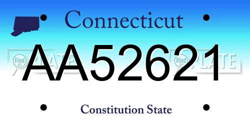 AA52621 Connecticut License Plate