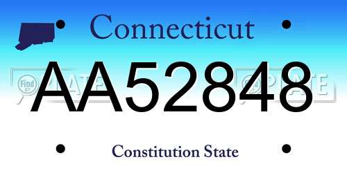 AA52848 Connecticut License Plate
