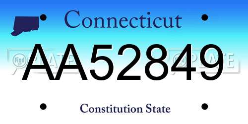 AA52849 Connecticut License Plate