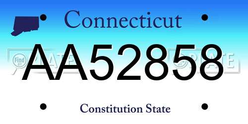 AA52858 Connecticut License Plate