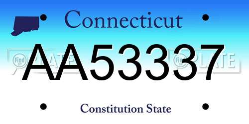 AA53337 Connecticut License Plate