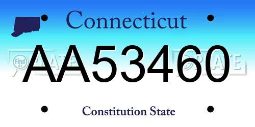 AA53460 Connecticut License Plate