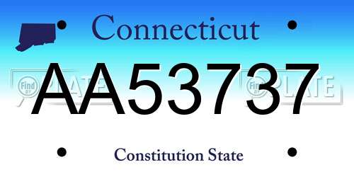 AA53737 Connecticut License Plate