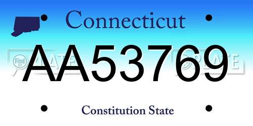 AA53769 Connecticut License Plate