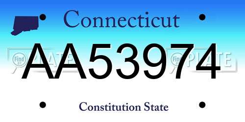 AA53974 Connecticut License Plate
