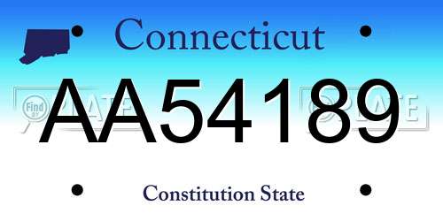AA54189 Connecticut License Plate