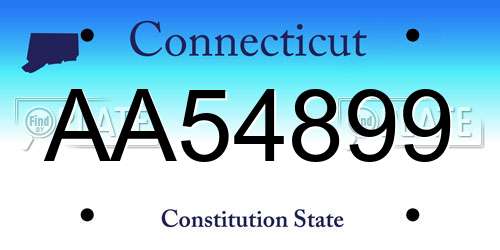 AA54899 Connecticut License Plate