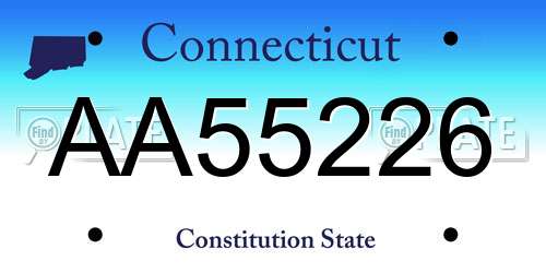 AA55226 Connecticut License Plate