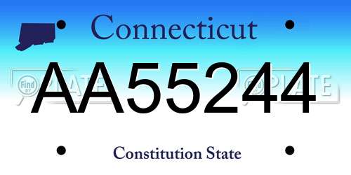 AA55244 Connecticut License Plate
