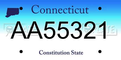 AA55321 Connecticut License Plate