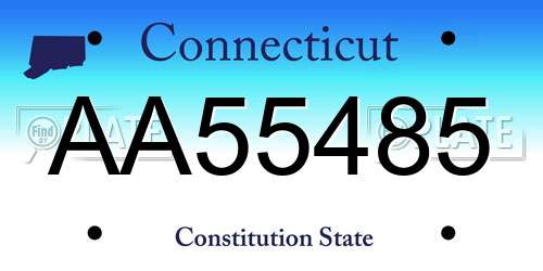 AA55485 Connecticut License Plate