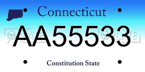 AA55533 Connecticut License Plate