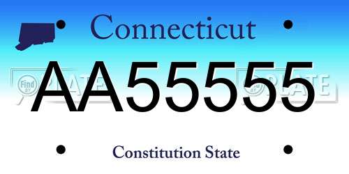 AA55555 Connecticut License Plate