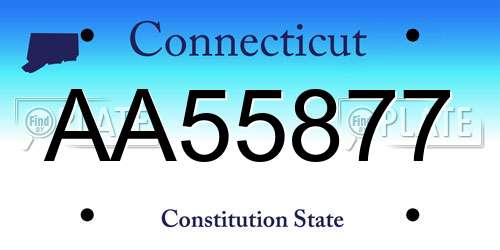 AA55877 Connecticut License Plate