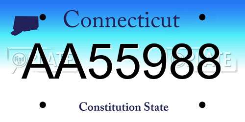 AA55988 Connecticut License Plate